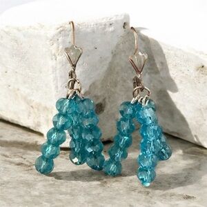 Elegant Blue Beaded Dangle Earrings